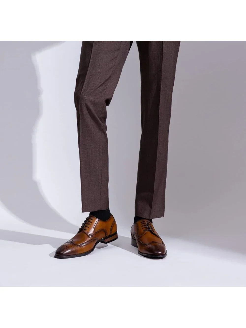 Men's Yellow brown Dress Shoes Leather Wingtip Formal Business Oxford Shoes